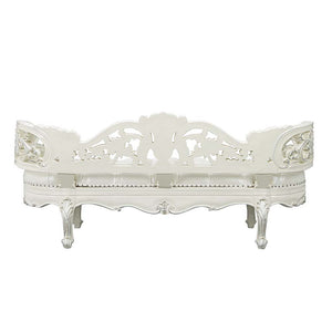 Adara - Bench - Pearl White Synthetic Leather & Antique White