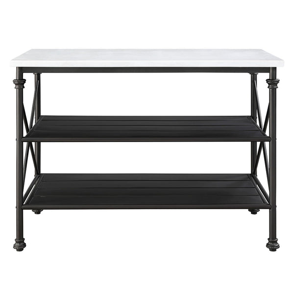 Brahm - Kitchen Island - White Marble Top & Gray