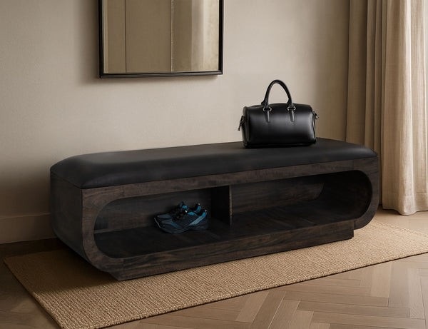 Balam - Wooden Bench With Cushioned Seat