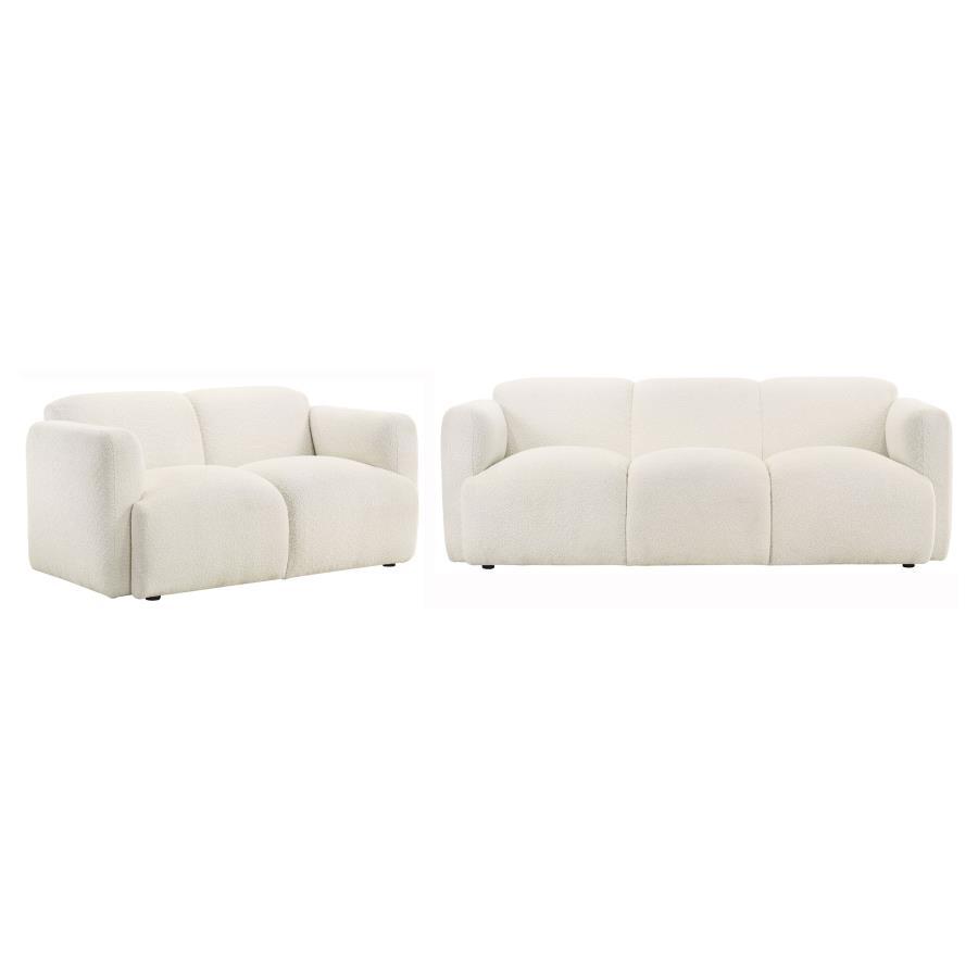 Dorset - Upholstered Round Track Arm Sofa Set White 2 Pc. Sofa, Loveseat