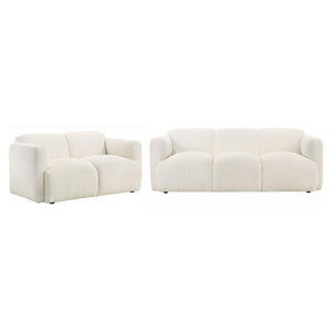 Dorset - Upholstered Round Track Arm Sofa Set White 2 Pc. Sofa, Loveseat