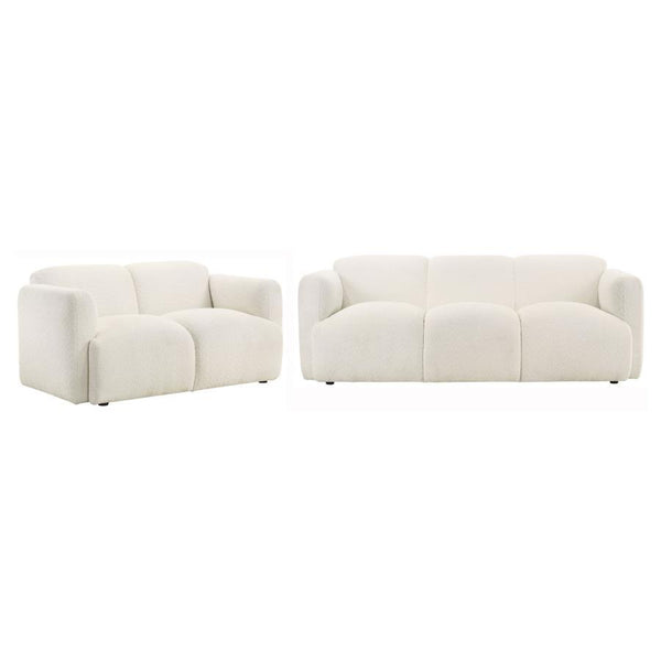 Dorset - Upholstered Round Track Arm Sofa Set White 2 Pc. Sofa, Loveseat