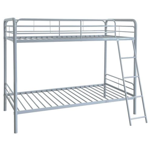Carson - Metal Bunk Bed Pearl Silver Twin over Twin