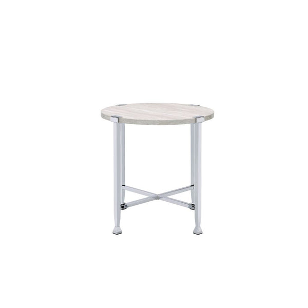 Brecon - End Table - White Oak & Chrome