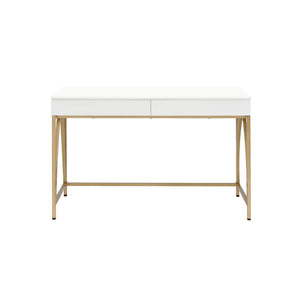 Lightmane - Writing Desk (Same Ac00900) - White High Gloss & Gold