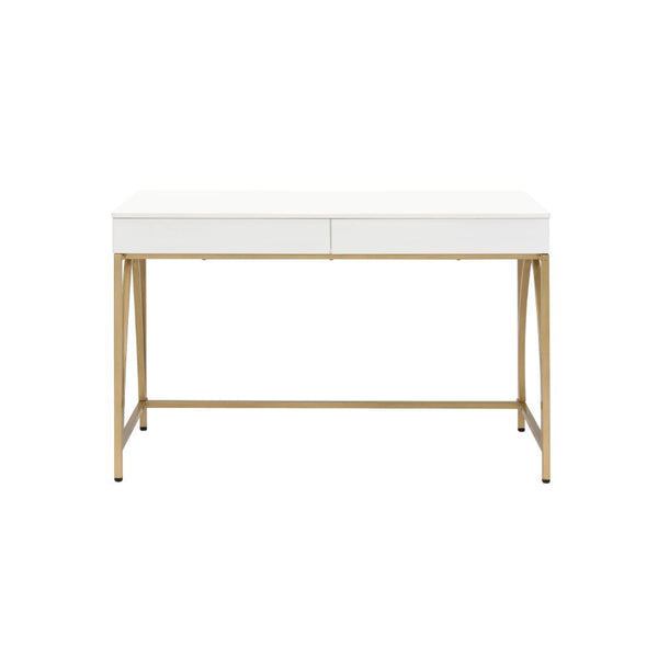 Lightmane - Writing Desk (Same Ac00900) - White High Gloss & Gold