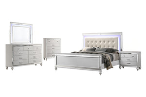 Valentino - Bedroom Set White 5 Pc. Bed, Dresser, Mirror, Chest, Nightstand King