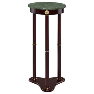 Edie - Round Marble Top Accent Side Table - Merlot