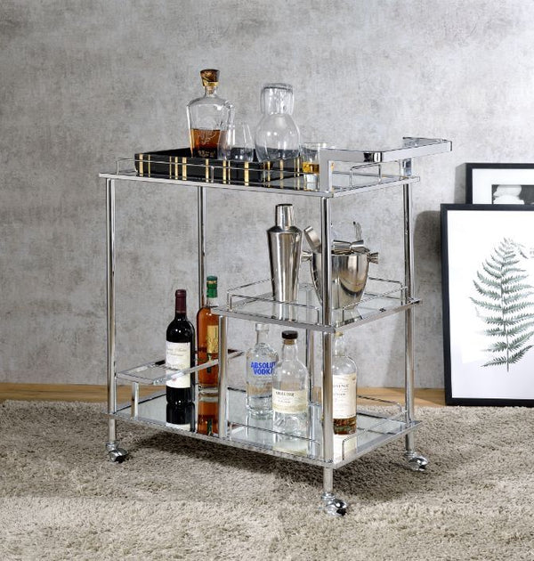 Splinter - Serving Cart - Clear Glass & Chrome Finish