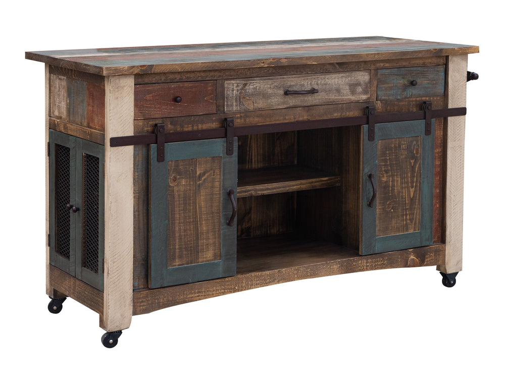 Antique - 2 Drawers Kitchen Island - Multicolor