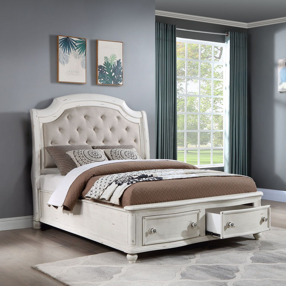 Jaqueline - Bed With Storage White