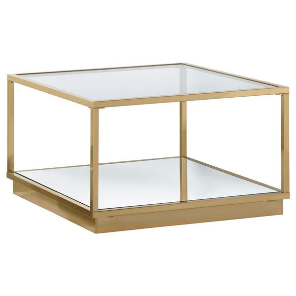 Renee - 2 Piece Square Coffee Table Set - Rose Brass