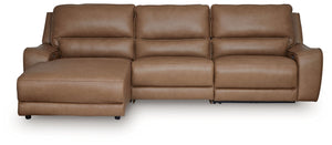 DeepWakes - Power Reclining Sectional Light Brown 3 Pc. Left Arm Facing Press Back Power Chaise Sectional Sofa