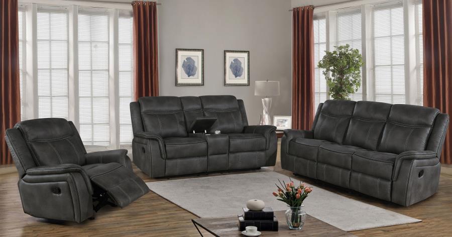 Lawrence - Upholstered Reclining Sofa Set Dark Gray 2 Pc. Sofa, Loveseat