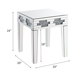 Noralie - 20" Square End Table With Faux Diamonds - Mirrored