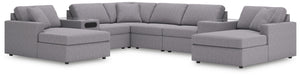 Modmax - Granite - Sectional Gray 8 Pc. Double Chaise Sectional With Audio And Storage Consoles