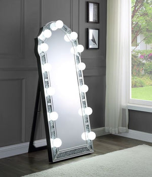Noralie - 63" Accent Floor Mirror - Mirrored & Faux Diamonds