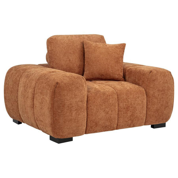 Octavia - Fabric Upholstered Track Arm Accent Chair Orange