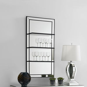 Oriel - Rectangular 3-Shelf Wall Mirror - Silver