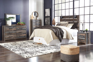 Drystan - Bedroom Set Beige 5 Pc. Dresser, Mirror, Chest, Panel Headboard, Nightstand Queen
