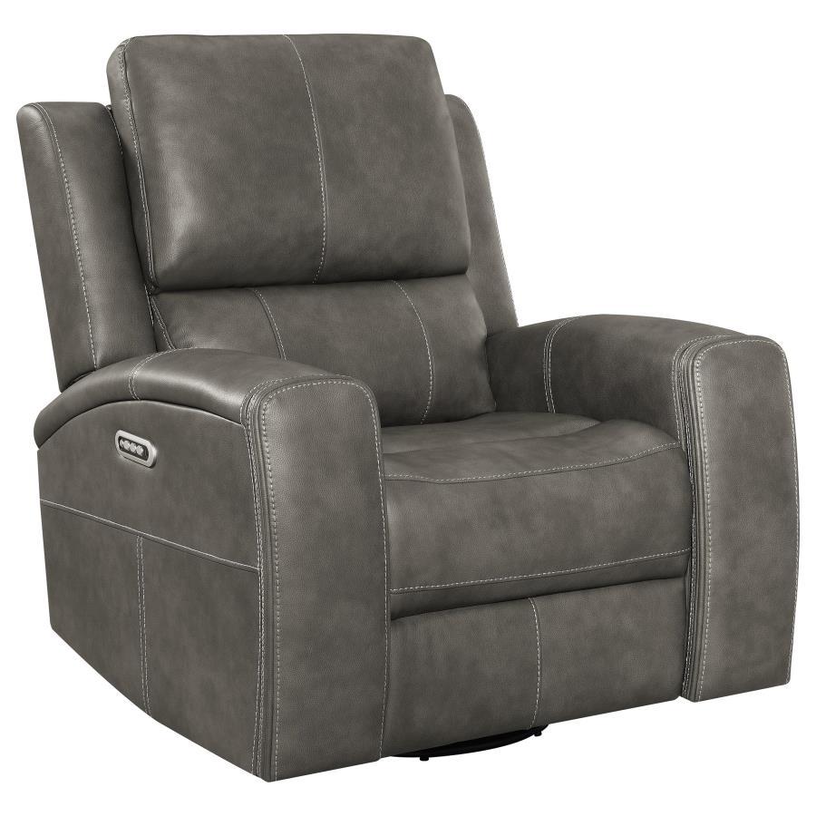 Brickston - Triple Power Swivel Glider Recliner Dark Gray