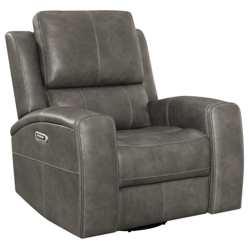 Brickston - Triple Power Swivel Glider Recliner Dark Gray