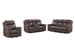 Quade - Reclining Sofa Set Dark Brown 3 Pc. Power Reclining Sofa, Loveseat, Recliner