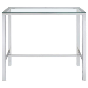 Tolbert - Rectangular Glass Top Pub Bar Table - Chrome