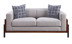 Pelton - Loveseat With 2 Pillows - Fabric & Walnut