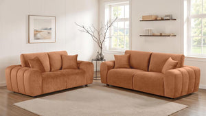 Burnett - Chenille Upholstered Sofa Set Orange 2 Pc. Sofa, Loveseat