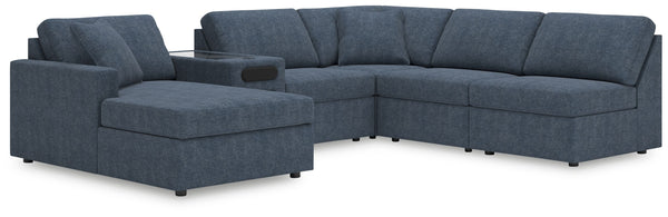 Modmax - Ink - Sectional Blue 6 Pc. Sectional With Laf Corner Chaise And Audio Console