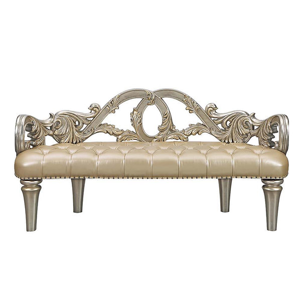 Danae - Bench - Champagne Synthetic Leather & Gold