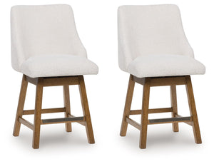Cabalynn - Upholstered Swivel Barstool (Set of 2) - Oatmeal / Light Brown