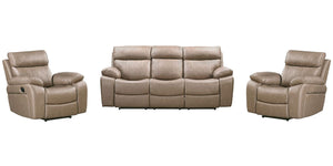 Theon - Manual Glider Reclining Sofa Set Dark Brown 3 Pc. Sofa, 2 Recliners