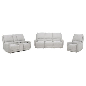 Sylmar - Chenille Power Reclining Sofa Set Gray 3 Pc. Sofa, Loveseat, Recliner
