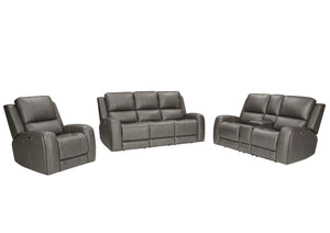 Belmont - Zero Gravity Power Reclining Living Room Set Dark Gray 3 Pc. Sofa, Loveseat, Recliner