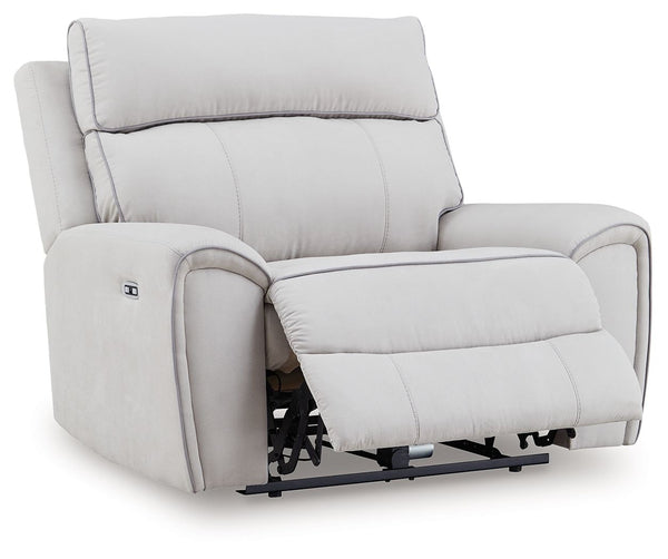 Social Pointe - Power Recliner / Adjustable Headrest - Pearl / Ash