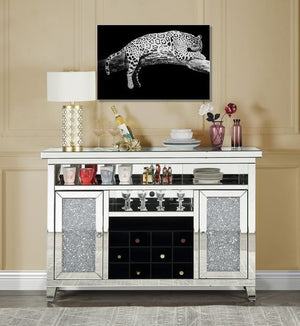 Noralie - 41" Wine Cabinet With LED - Mirrored & Faux Diamonds