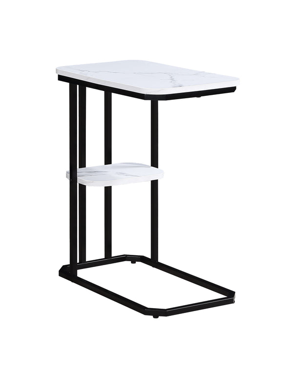 Ida - Faux Marble Chairside Table - Black / White