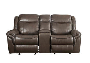 Lydia - Motion Loveseat With USB & Console - Brown Leather Aire