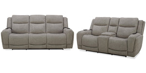 Penfield - Power Reclining Sofa Set Light Brown 2 Pc. Sofa, Loveseat
