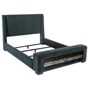 Preston - Upholstered Audio Flame Visualizer Bed Blue