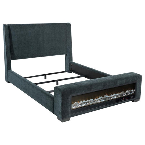 Preston - Upholstered Audio Flame Visualizer Bed Blue