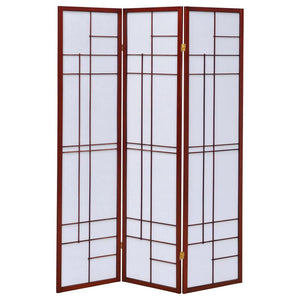 Katerina - 3-Panel Room Divider Folding Shoji Screen - Cherry