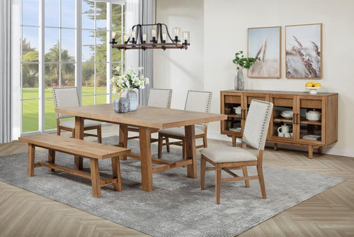 Middleton - Extension Leaf Dining Set With Upholstered Chairs Light Brown 6 Pc. Table, 4 Chairs, Bench
