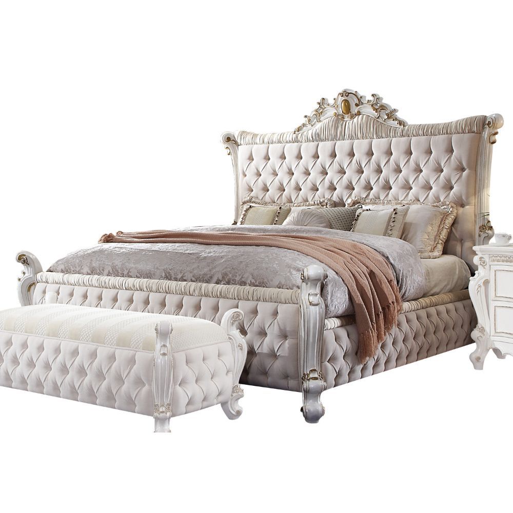 Picardy - Upholstered Bed Antique Pearl