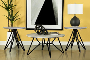 Hadi - Round Smarttop Coffee Table Set Gray 3 Pc. Coffee Table, 2 End Tables