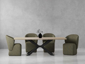 Crossings - Monaco Rectangular Dining Table With 4 Upholstered Chairs - Solid Mango / Green