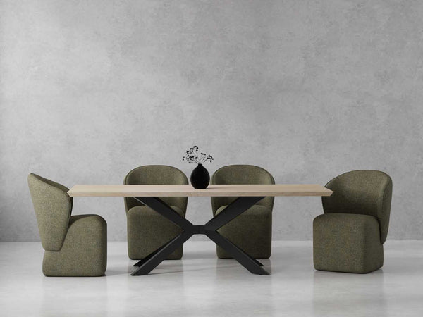 Crossings - Monaco Rectangular Dining Table With 4 Upholstered Chairs - Solid Mango / Green