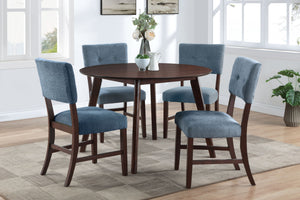 Tioga - 47" Round Dining Table Set Blue 5 Pc. Table, 4 Chairs